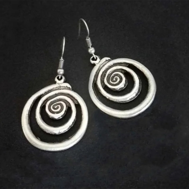 Ethnic Metal Round Earrings - Vintage Statement Jewelry