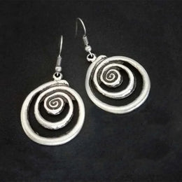 Ethnic Metal Round Earrings - Vintage Statement Jewelry