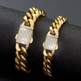 316L Stainless Steel 6mm Crystal Bangle Bracelet - Geometric Link Chain
