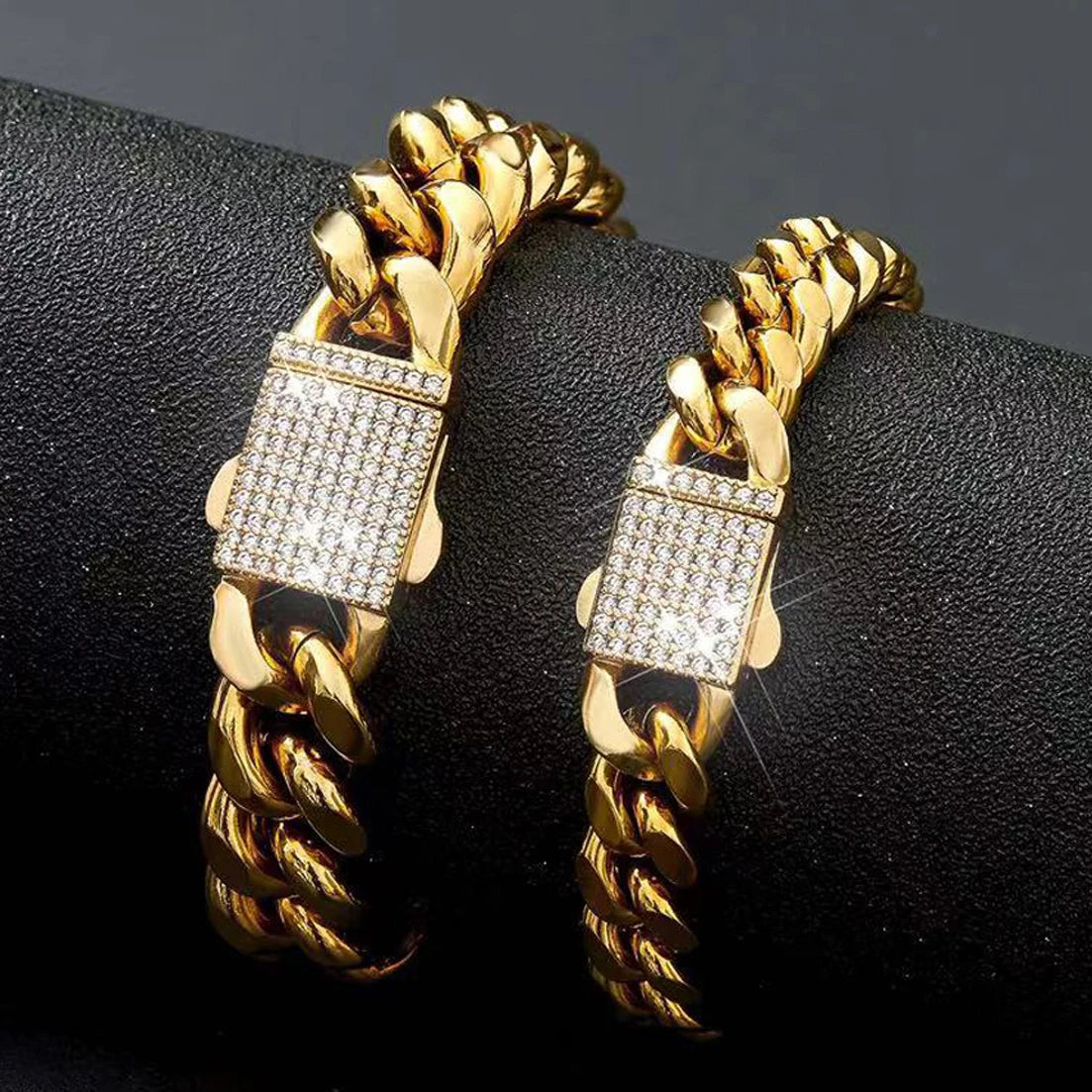 316L Stainless Steel 6mm Crystal Bangle Bracelet - Geometric Link Chain