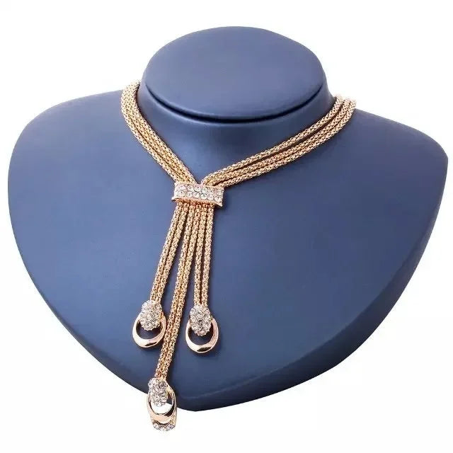 Luxury 4-Piece Classic Jewelry Set - Necklace, Earrings, Ring & Bracelet