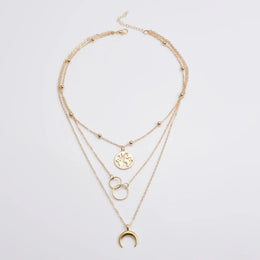 Bohemia Multilayer Moon Gold Color Pendant Necklace - Celestial Layered Jewelry