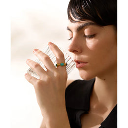 Colorful Agate Stone Ring - Trendy Geometric Party Jewelry
