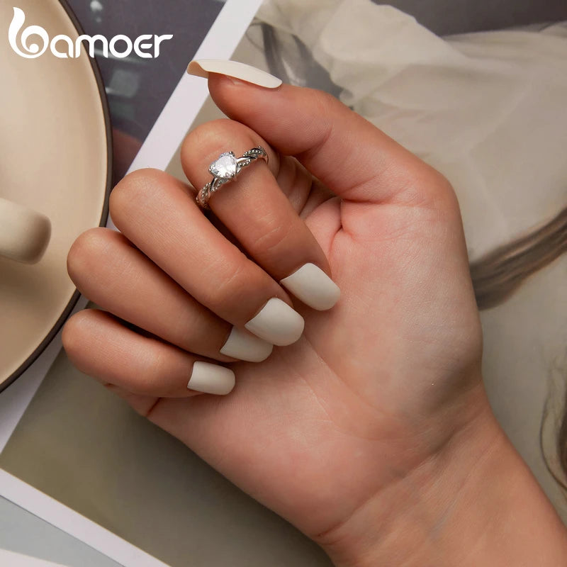 Luxury Genuine 925 Sterling Silver Wedding Engagement Ring
