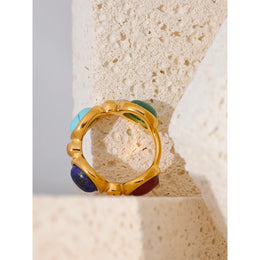 Colorful Agate Stone Ring - Trendy Geometric Party Jewelry