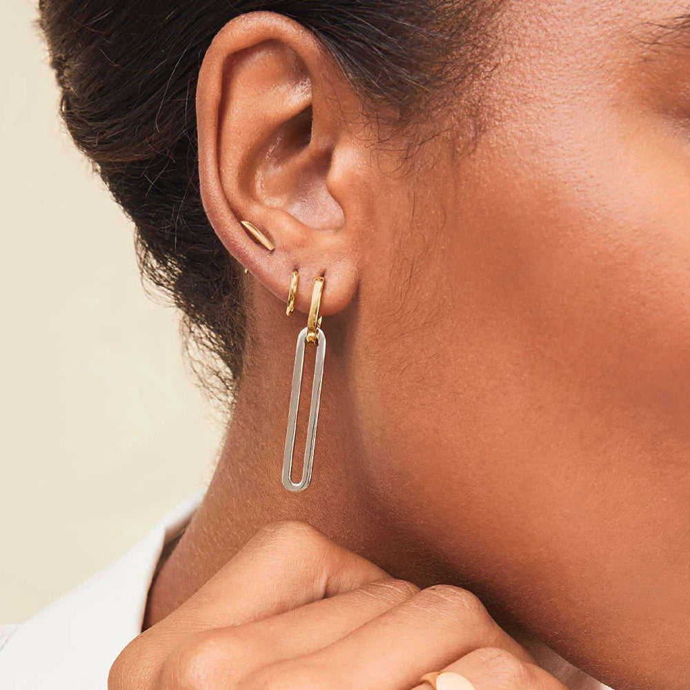 Gold Silver Geometric Hoop Earrings - Modern Statement Jewelry