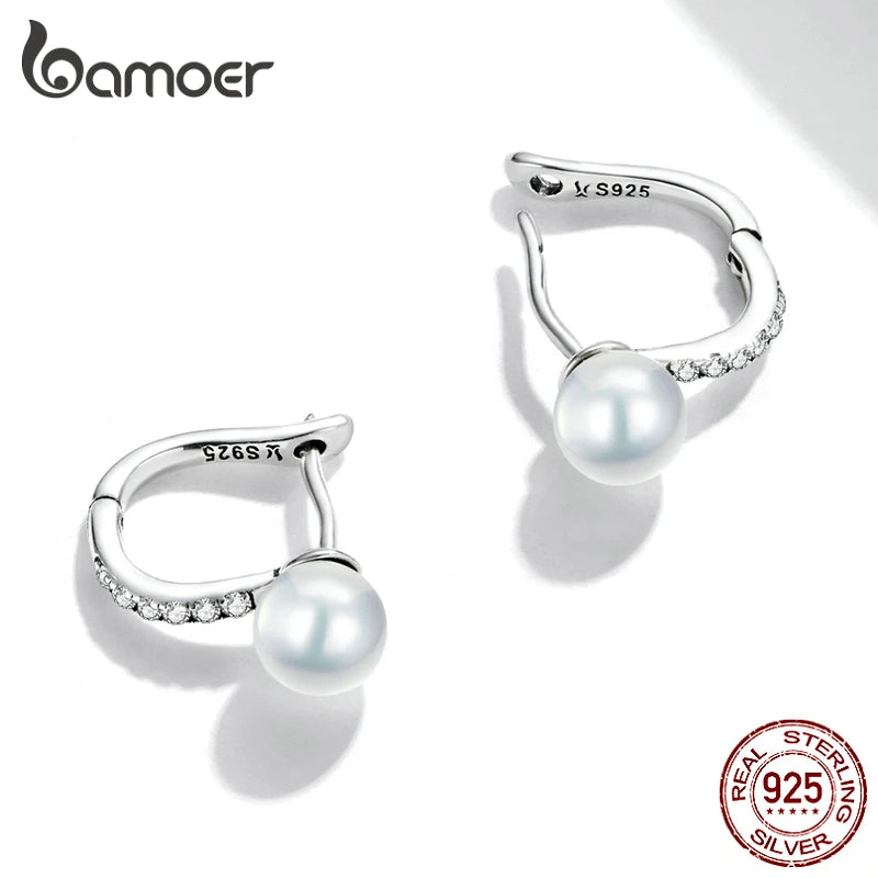 Luxury 925 Sterling Silver Pearl Earrings - Elegant Fine Jewelry