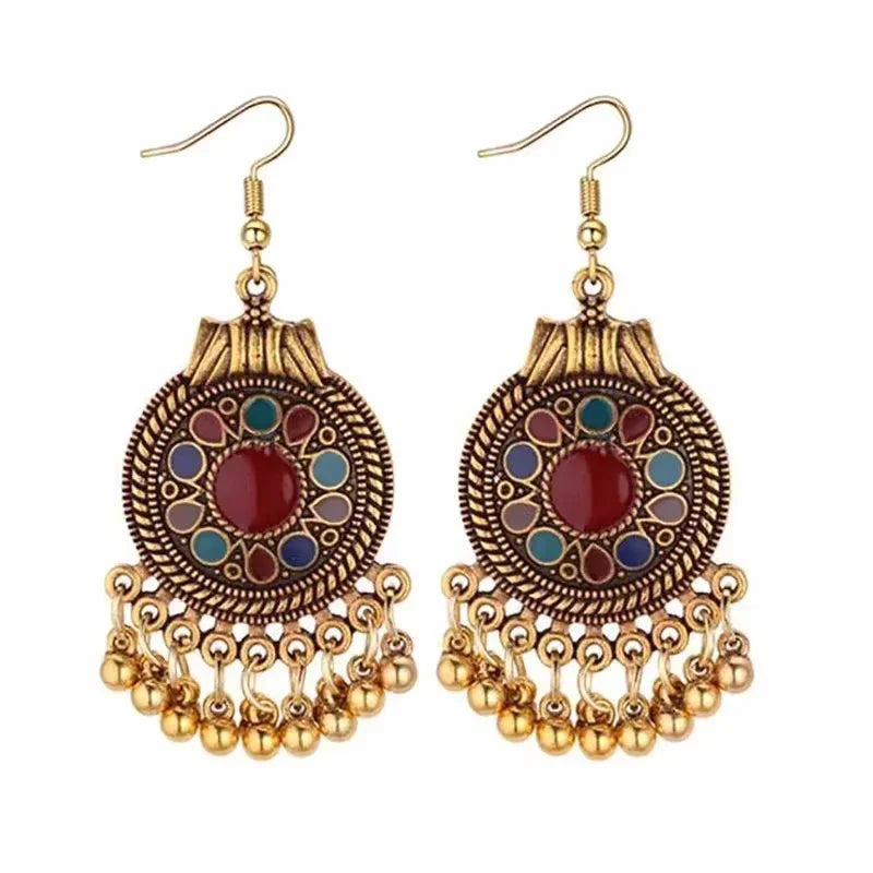 Geometric Tassels Dangle Earring - Vintage Metal Statement Jewelry