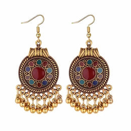 Geometric Tassels Dangle Earring - Vintage Metal Statement Jewelry