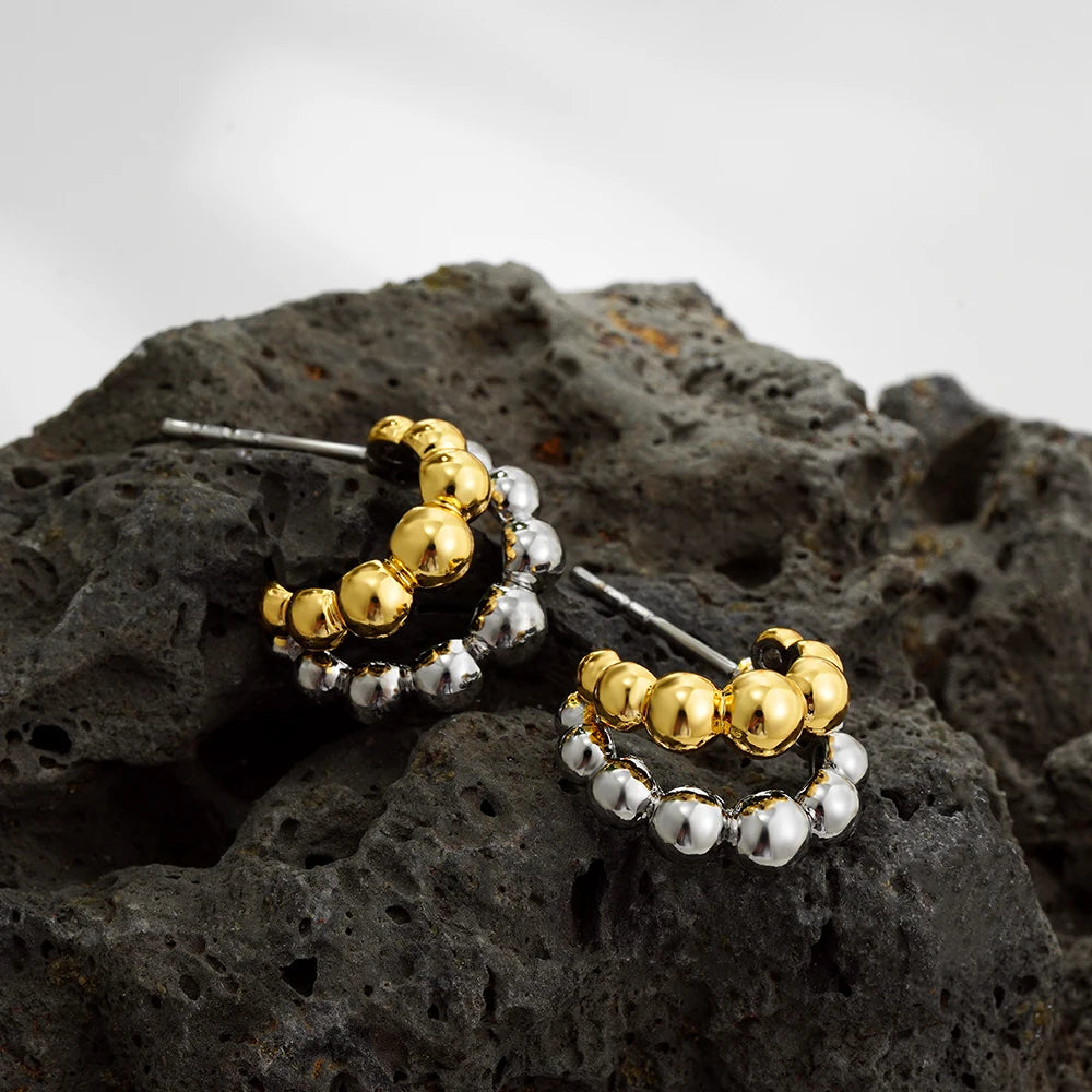 Gold Silver Geometric Hoop Earrings - Modern Statement Jewelry