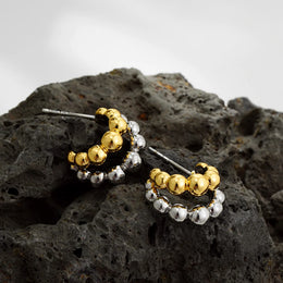 Gold Silver Geometric Hoop Earrings - Modern Statement Jewelry