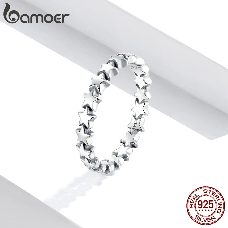 Star Trail Stackable 925 Sterling Silver Ring - Celestial Design