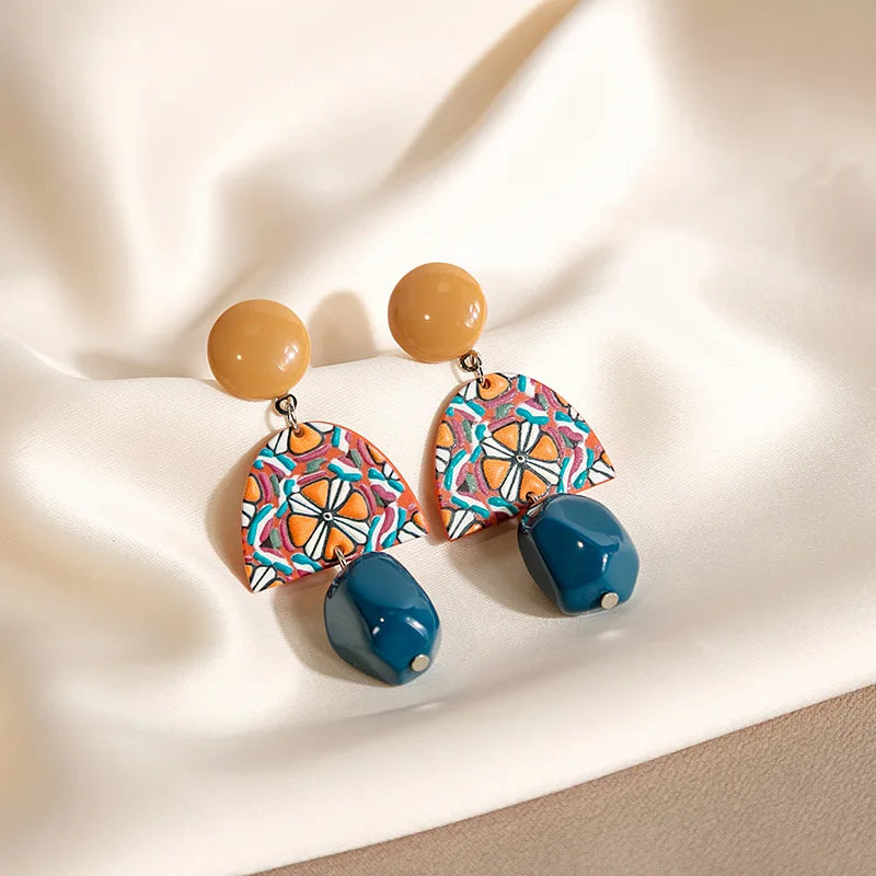 Vintage Mushroom Shaped Earrings - Geometric Acrylic Fashion Jewelry