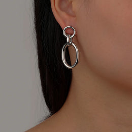 Stainless Steel Chain Earrings - Classic Drop Statement Jewelry
