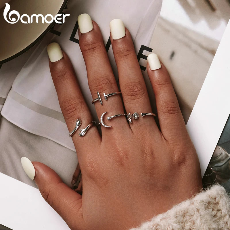 925 Sterling Silver Hug Warmth and Love Hand Adjustable Ring - Romantic Jewelry