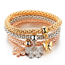 3 Pcs/Set Crystal Owl Crown Charm Bracelets - Vintage Trendy Collection