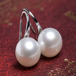 Genuine Natural Freshwater Pearl Earrings 925 Sterling Silver - Ball-Shaped Drop Jewelry