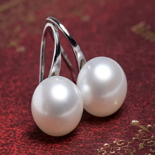 Genuine Natural Freshwater Pearl Earrings 925 Sterling Silver