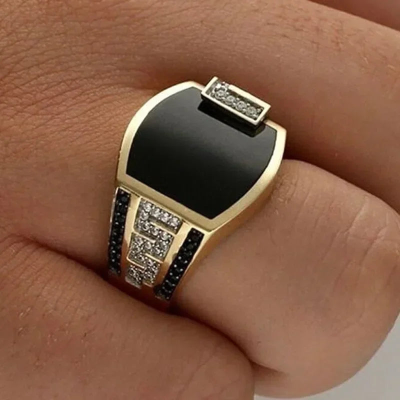 Classic Black Stone Ring - Geometric Fashion Statement