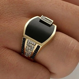 Classic Black Stone Ring - Geometric Fashion Statement