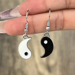 Drip Oil Yin and Yang Drop Earrings - Symbolic Statement Jewelry