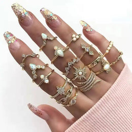 Cute Butterfly Heart Ring Set - Whimsical Stackable Collection