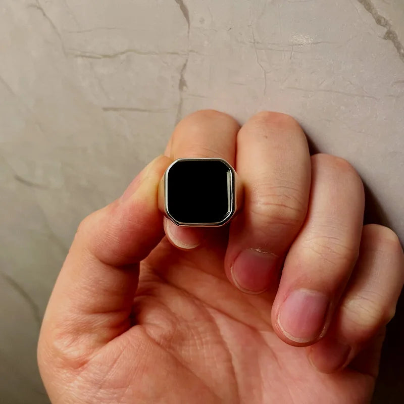 Classic Retro Black Ring - Vintage Dark Statement Jewelry