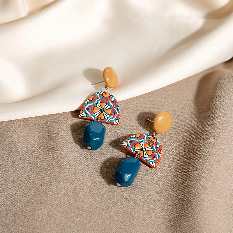 Vintage Mushroom Shaped Earrings - Geometric Acrylic Fashion Jewelry