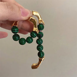 Green Bead Studed Earrings - Copper Alloy Fashion Party Jewelry