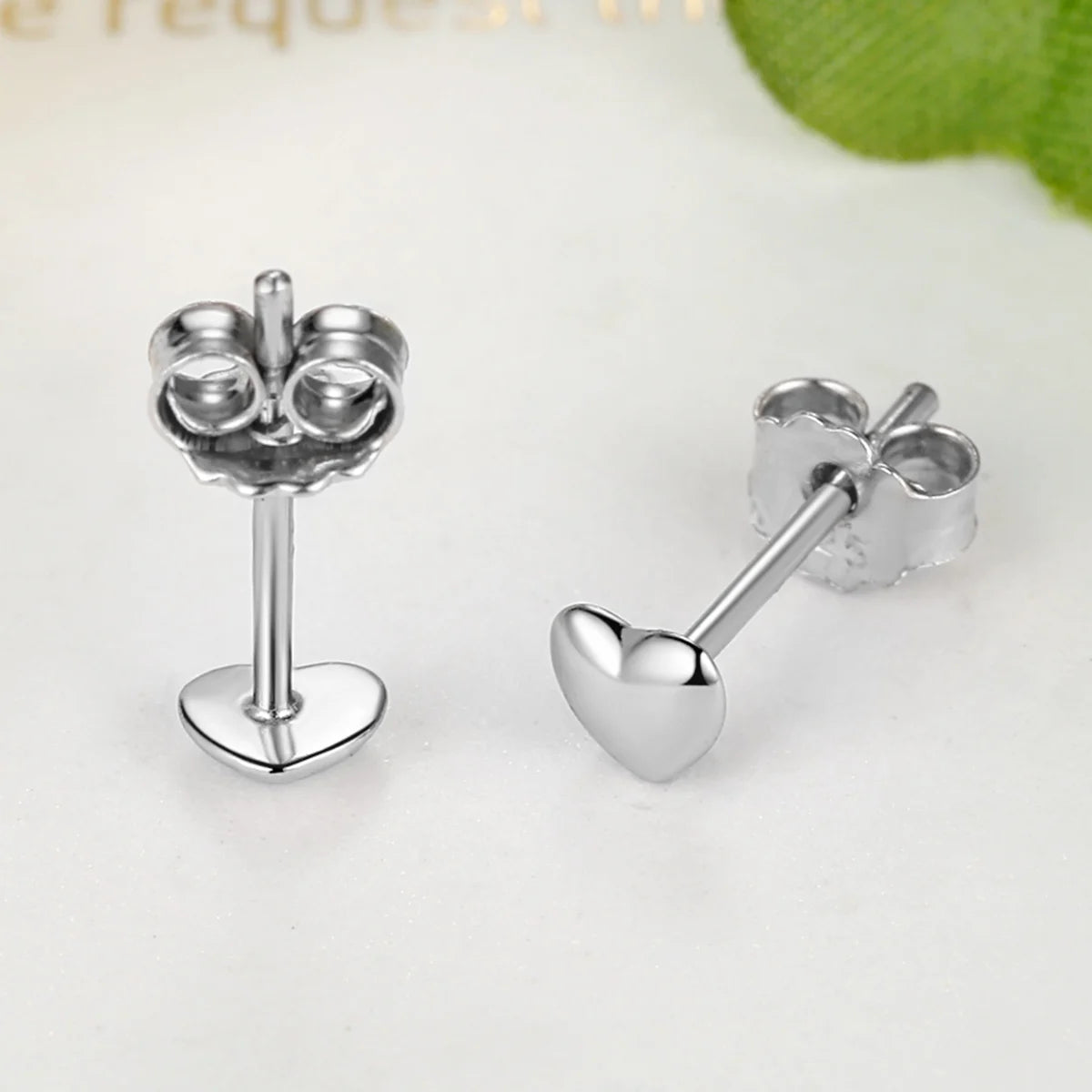 925 Sterling Silver Petite Plain Hearts Stud Earrings - Romantic Jewelry