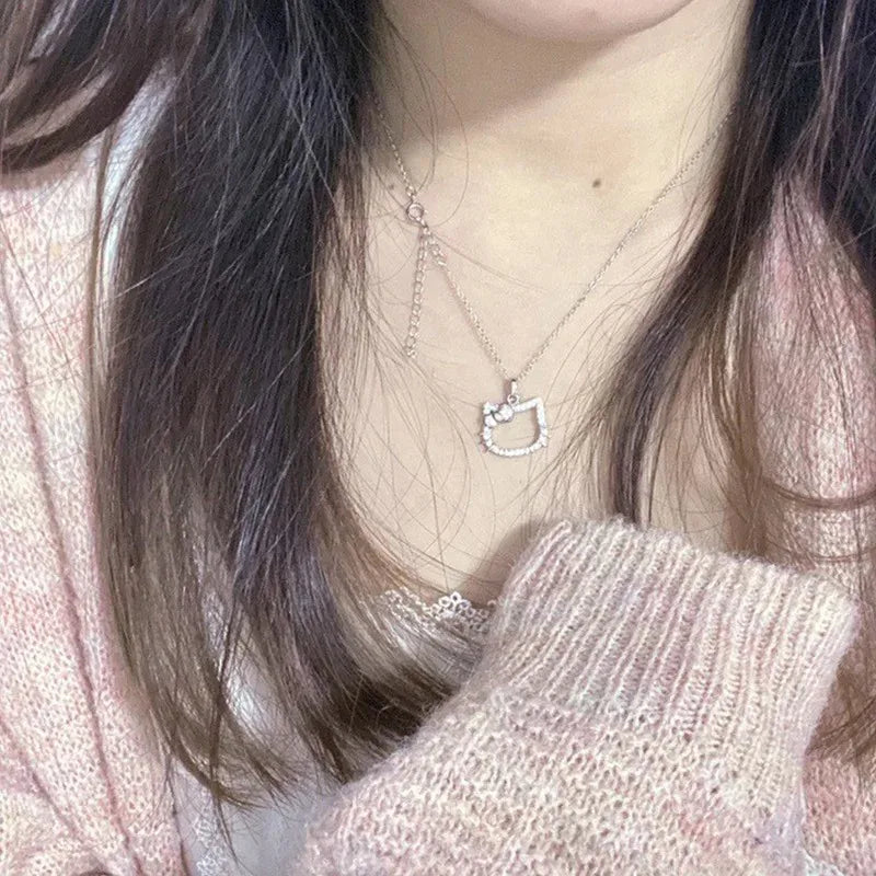 Hello Kitty Diamond Pendant Necklace - Cute Character Jewelry