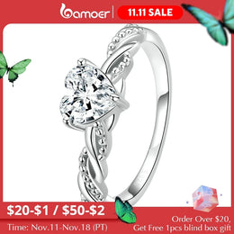 Luxury Genuine 925 Sterling Silver Wedding Engagement Ring