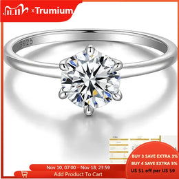 Diamond Moissanite Silver Engagement Ring - 925 Sterling Silver Certified