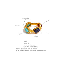 Colorful Agate Stone Ring - Trendy Geometric Party Jewelry