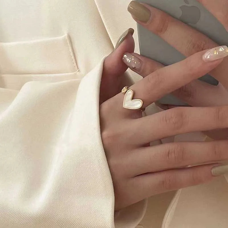 Unique Heart Gold Plated Ring - Romantic Love Symbol Jewelry