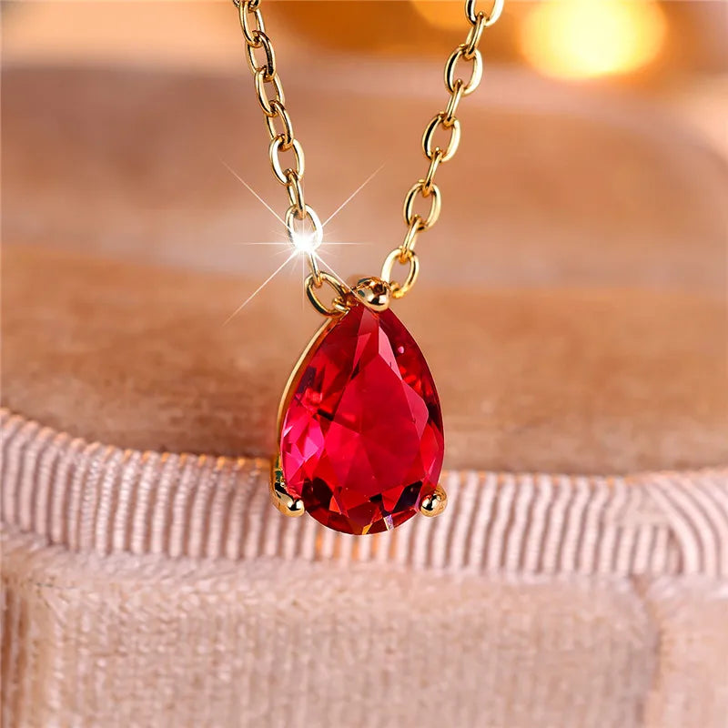 Trendy Blue Water Drop Rhinestones Necklace - Elegant Teardrop Jewelry