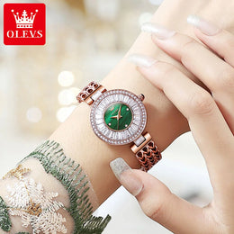 Elegant Gemstone Inlaid Bracelet Watch - Luxury Women's Wristwatch
