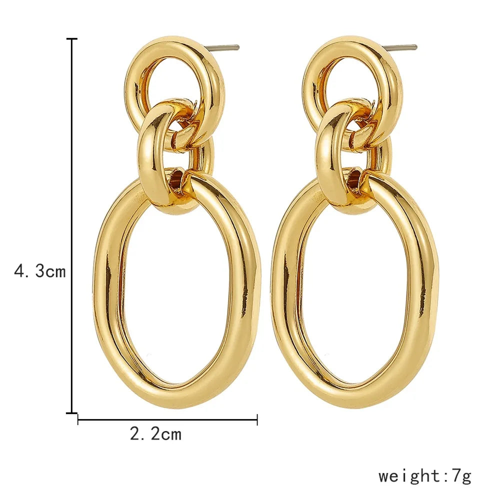 Stainless Steel Chain Earrings - Classic Drop Statement Jewelry