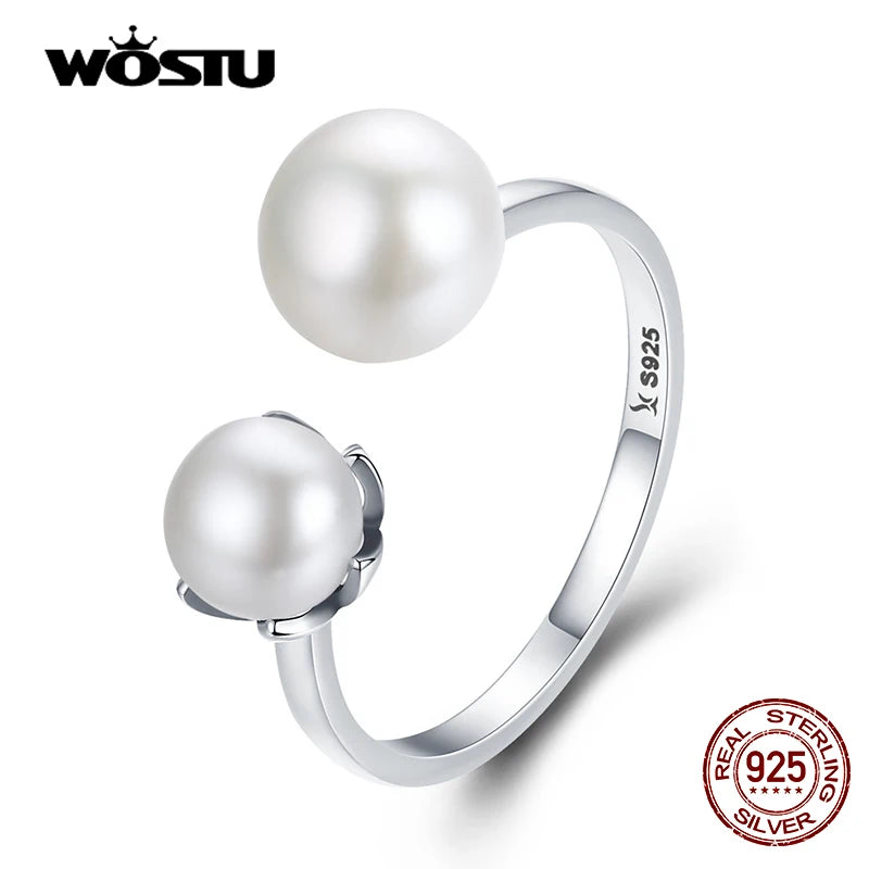 925 Sterling Silver & Freshwater Pearl Cultured Ring - Zircon Accent Jewelry