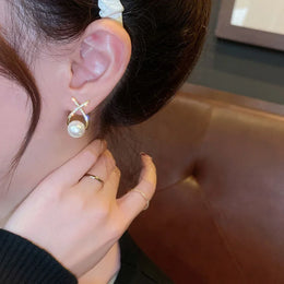 Rhinestone Pearl Stud Earrings - Elegant Pearl Jewelry
