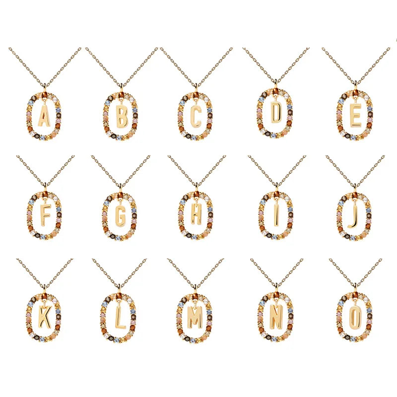 Colored Zircon Letter Necklace - Personalized Initial Jewelry