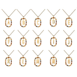 Colored Zircon Letter Necklace - Personalized Initial Jewelry