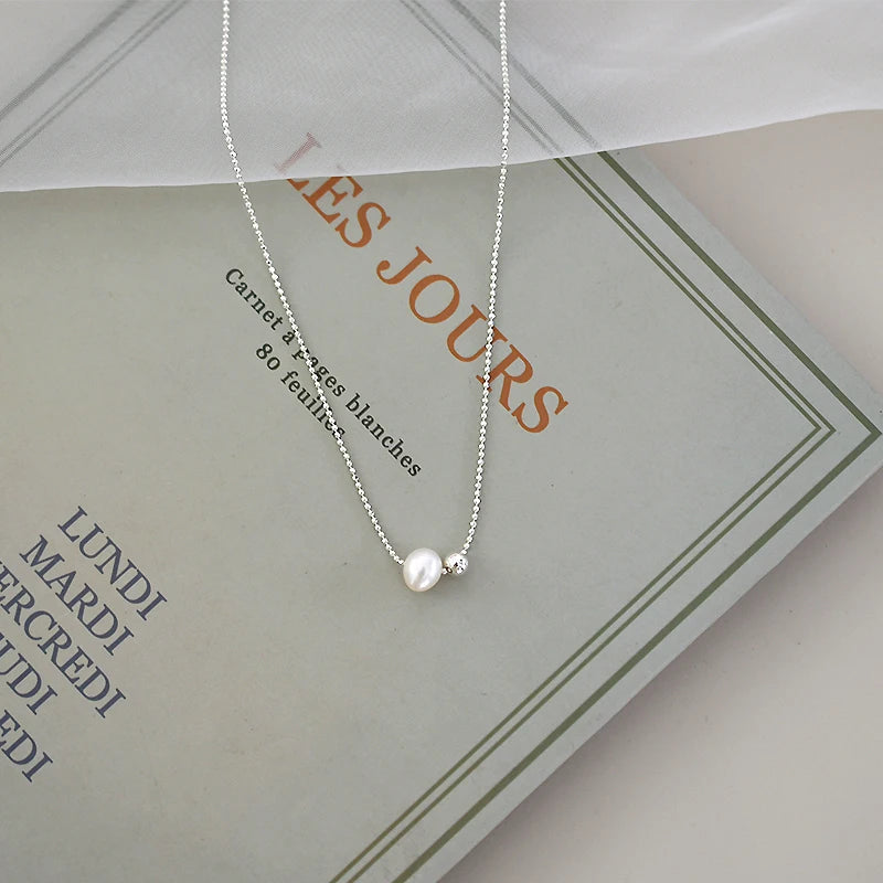 Natural Freshwater Pearl 925 Sterling Silver Necklace - Timeless Classic