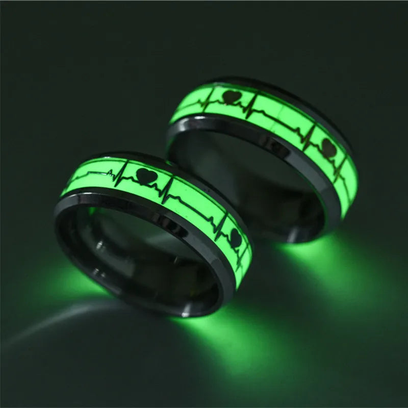 JESUS Letters Glow in the Dark Stainless Steel Ring - Faith Jewelry