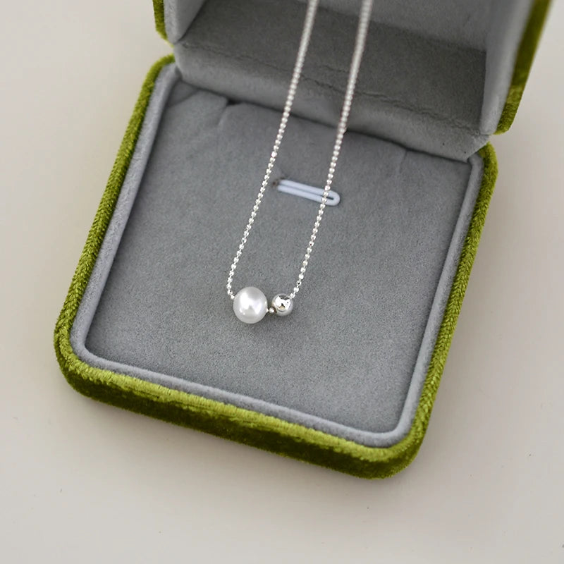 Natural Freshwater Pearl 925 Sterling Silver Necklace - Timeless Classic