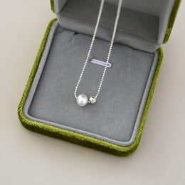 Natural Freshwater Pearl 925 Sterling Silver Necklace - Timeless Classic