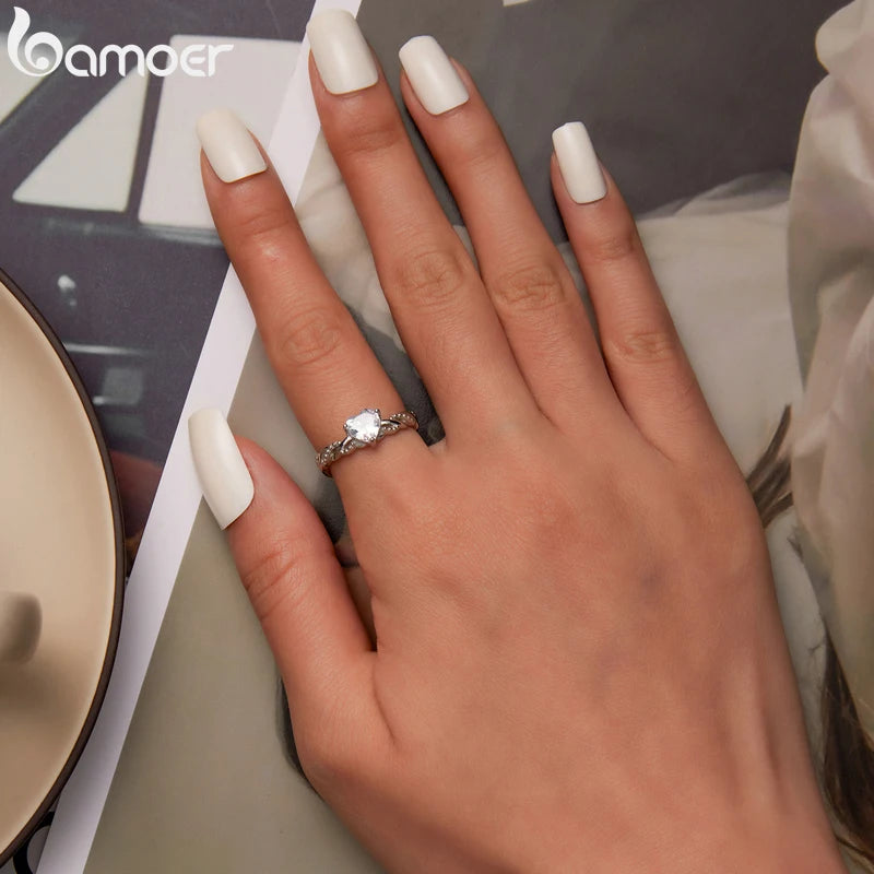 Luxury Genuine 925 Sterling Silver Wedding Engagement Ring