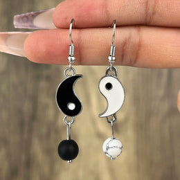Drip Oil Yin and Yang Drop Earrings - Symbolic Statement Jewelry