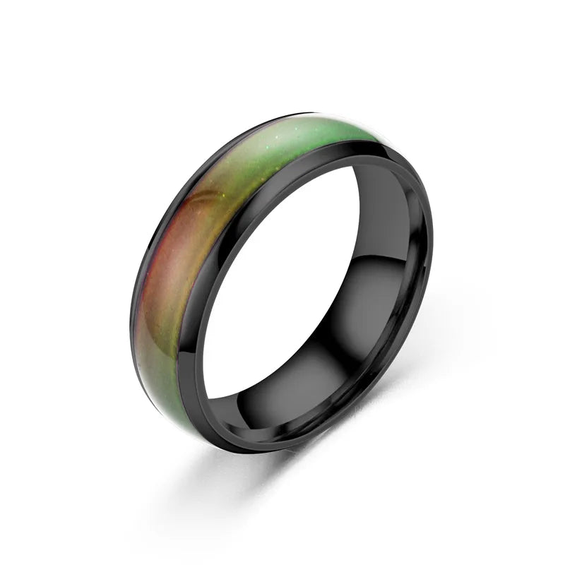 Stainless Steel Color Changing Mood Ring - Interactive Temperature Jewelry