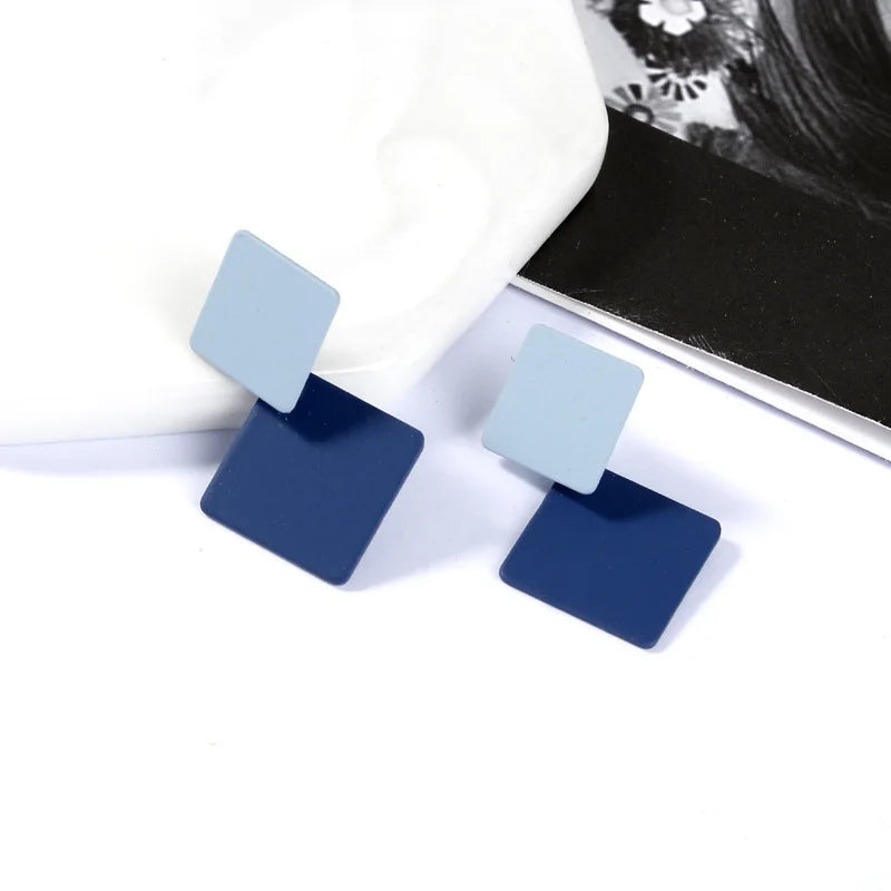 Bohemian Blue Geometric Earrings - Eclectic Statement Jewelry